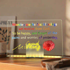 LED Note Board with Colors, Light Up Acrylic Message Board, Led Drawing Board, Illuminated Acrylic Notepad with Adjustable Stand and 7 Pens