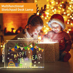 LED Note Board with Colors, Light Up Acrylic Message Board, Led Drawing Board, Illuminated Acrylic Notepad with Adjustable Stand and 7 Pens